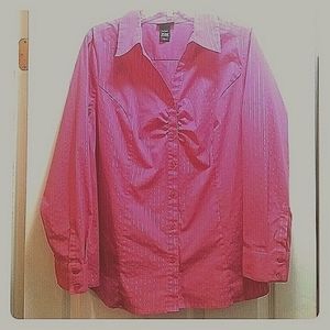 Lane Bryant Pretty Pink Button Up Blouse
